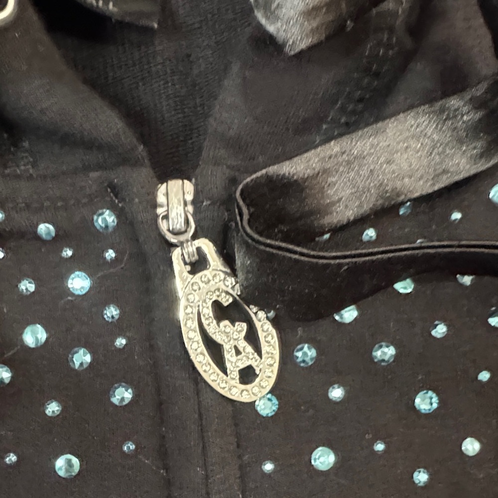 Blue Studded Women's Black Hoodie - Picture 4 of 5